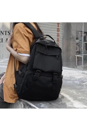 Black Large Wide Bandolier Backpack School Bag And Laptop Bag - Something Bag