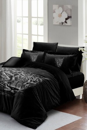 Black Leopard Double Duvet Cover Set Special Woven Cotton Satin 3d Special Design MONOHOME24598 - Monohome