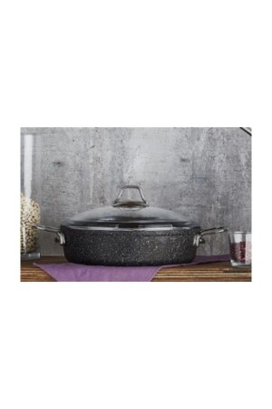 Black Line Granite Cast Short Pot 30 cm FLZ-BLCKLN30KS-SIY - Falez