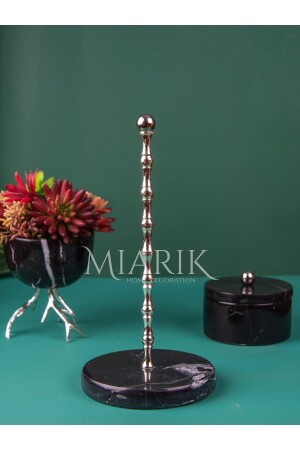 Black Marble Ball Accessory Napkin Holder Towel Holder Silver blacksilverstop napkin holder - MIARIK DESIGN & DEKORASYON