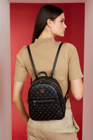 Black Monogram Women's Backpack 05PO22Y1541 - Pierre Cardin