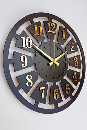 Black Number Detailed Wall Clock 45x45cm - Sevgicraft
