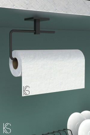 Black Paper Roll Towel Holder Napkin Holder Adhesive Design Hanger - Kilinç Store