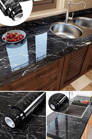 Black Patterned Adhesive Foil Table Countertop Covering Foil 1 Meter × 60 Cm - Ugursepeti