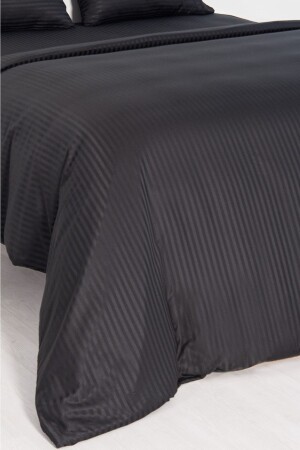Black Pearl Duvet Cover Set Double - Microfiber Striped 98tel 868215750100048 - Otello
