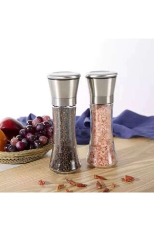 Black Pepper Salt Mill Set of 2 with Metal Ceramic Grinder Height 19cm - Matar Endüstriyel Mutfak Ekipmanları