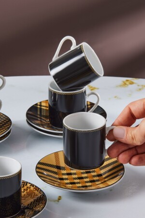 Black Plaid Coffee Cup Set for 6 Persons 80 Ml 153. 03. 06. 8751 - Karaca