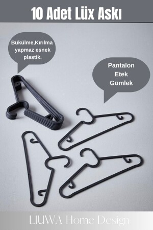 Black Plastic Clothes Hanger Set of 10 - Liuwa