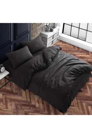Black Ranforce Rubber Sheet Cotton King Size Duvet Cover Set TYC00185863941 - Şanlı