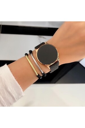 Black Rose Unisex Steel Digital Touch Screen Wristwatch ÇENÇEN269 - ÇENÇEN