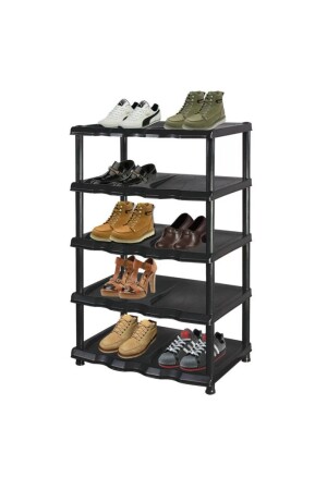 Black Shoe Rack with 5 Tiers Shelves - Shoe Arrangement Storage Organizer - 1 PC - Arvale