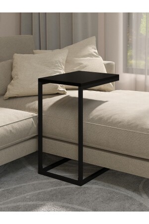 Black Side Table, Black Sofa Side Table with Metal Legs, Black C Coffee Table, Single Coffee Table NCS00002 - NEATS