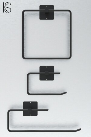 Black Square Towel Holder Roll Towel Holder WC Napkin Holder Set of 3 - Kilinç Store