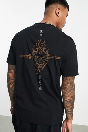 Black T-Shirt Front and Back Printed 100% Original Cotton Oversize T-shirt - Moonbull
