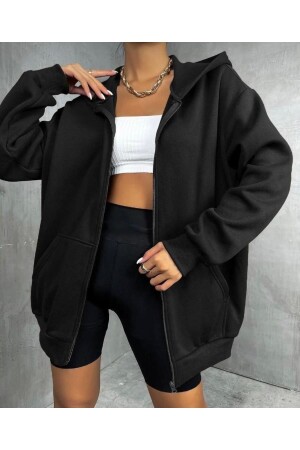 Black Thick Winter Fabric Unisex Zipper Hooded Jacket - No 601