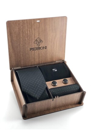 Black Tie Handkerchief Cufflinks Socks Special Set PS1326 - PİERRONİ