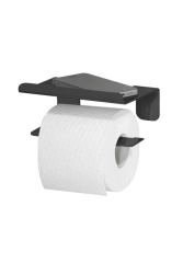 Black Toilet Paper Holder with Phone Shelf Mobile Phone Shelf Wc Paper Holder HDA28 - Hobi Demir Sanat