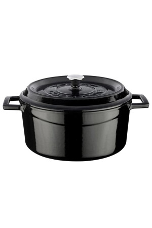 Black Trendy Round Cast Iron Pot Diameter (Ø) 24 cm LV Y TC 24 K2 BL - Lava