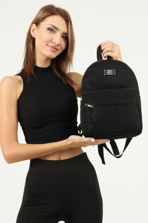 Black U21 Zippered 2 Compartment Front Pocket Detailed Canvas Fabric Unisex Backpack L:32 Cm E:24 Cm W:11 C - Shaka