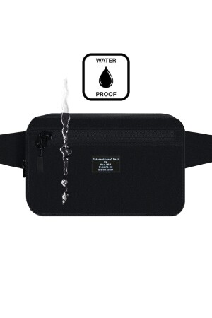 Black Unisex Waterproof Fabric 2 Compartment Waist and Shoulder Bag - D'vers