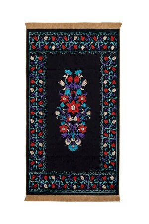 Black Velvet Carpet Prayer Mat 8683433083233 - Bursa İpek