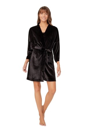 Black Velvet Women's Dressing Gown - Cottonhill