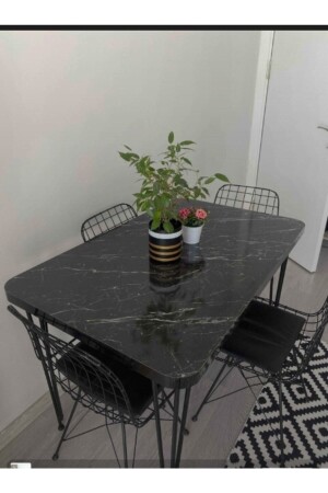 Black Wire Table Chair Set - Masterline