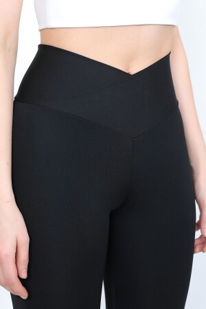 Black Women's Sports 1 Size Slimming High Waist Cross Belt Tights - Trend34