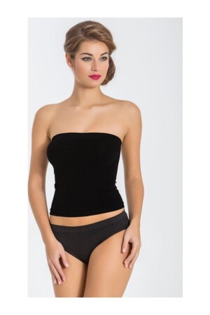 Black Women's Strapless Long Bustier - Miss Fit