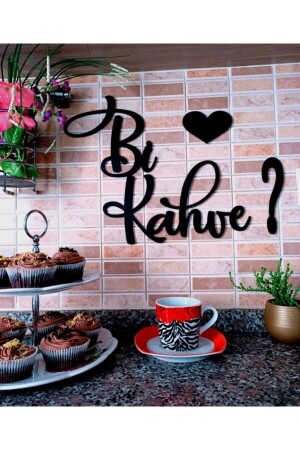 Black Wooden Coffee Heart Kitchen Writing Decor 40x33 Cm Amy0003004 - Sese Concept