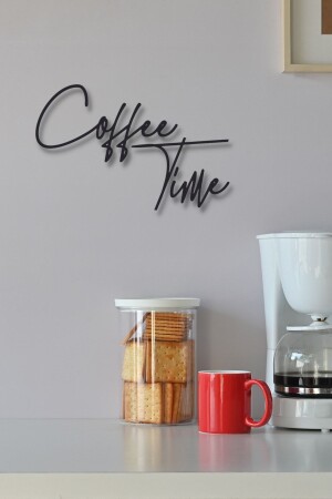Black Wooden Coffee Time Coffee Time Wall Decoration Writing Wall Decoration for Kitchen Cafe 45x30 cm Painting - Nt Handmade