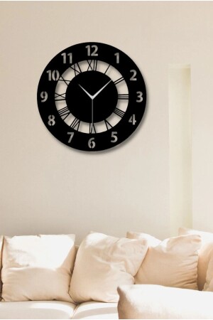 Black Wooden Round Roman Numeral Wall Clock For Living Room Living Bedroom Office 40x40 Wall Decor - Dmslazer