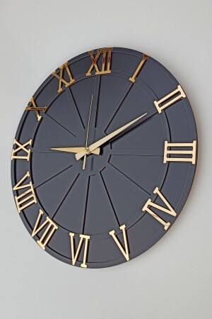 Black Wooden Wall Clock with Roman Numerals SCS0017 - Genel Markalar