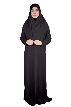 Black Zippered Prayer Dress - Zehranaz Namaz Elbisesi