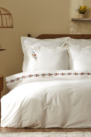 Blance 100% Cotton Double Embroidered Duvet Cover Set White 200. 22. 01. 0085 - Karaca Home