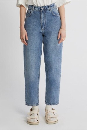 Blaue Mom-Jeans in großen Größen - İbabutik