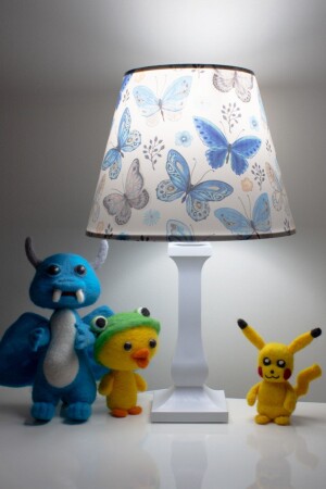 Blaue Schmetterlingssäule Kinderzimmer Lampenschirm Nachttischbeleuchtung luksev-1109 - Vivido Abajur