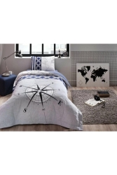 Blaues, marineblaues Einzel-Steppbettbezug-Set 60227230-CG - Taç