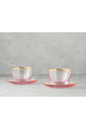 Blaze Glass 4 Piece Teacup Set for 2 Persons Pink - English Home