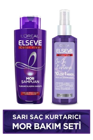 Blonde Hair Savior Purple Care Set - Anti-Orange Purple Shampoo & Purple Liquid Care Cream - Elseve