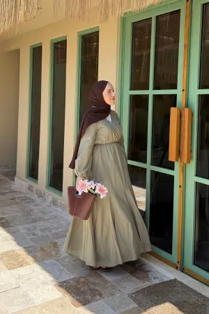 Bloom Kleid aus Baumwollvoile zum Binden Khaki - Nuuwears
