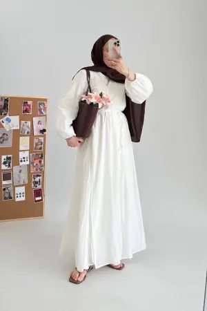 Bloom Kleid aus Baumwollvoile zum Binden Weiß - Nuuwears