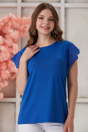 Blouse with Scalloped Fabric on Sleeves - Aytemas