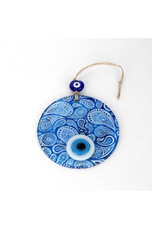 Blue and White Glass Evil Eye Bead, Handcrafted Glass Wall Ornament, Evil Eye Souvenir Mix50626 - Mixperi