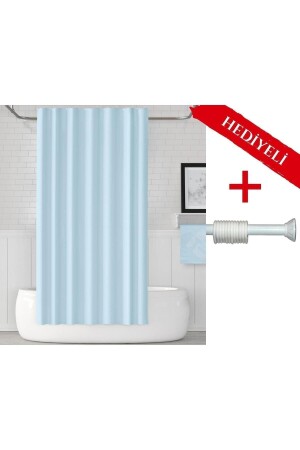 Blue Bath Curtain 180x200cm Single Wing Shower Curtain with Hanger Gift - Light Blue Bathroom Shower Curtain - Tropikhome