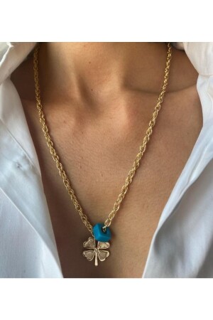 Blue Beaded Gold Clover Necklace - Magicstone