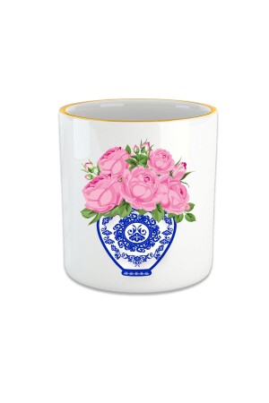 Blue Blanc Pink Rose Espresso, Double Turkish Coffee Cup - Cup Without Handle FIN170 - Vivas