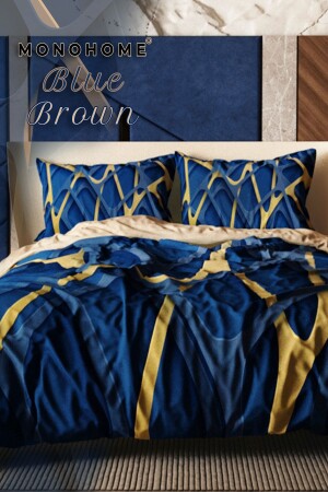 Blue Brown 3d Cotton Satin Double Duvet Cover Set monohome19938 - Monohome