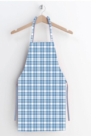 Blue Checkered Pattern Stain Resistant Fabric Kitchen Apron AYSO0215 - AYSHOME