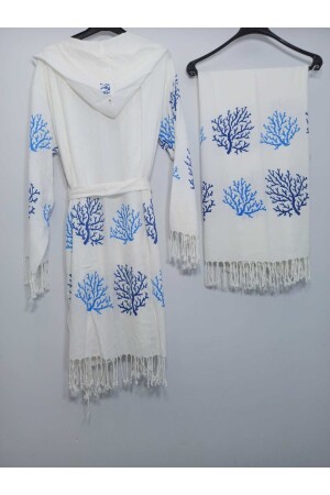 Blue Coral Peshtemal Bathrobe and Peshtemal Set of 2 65987465 - Nevin Acar